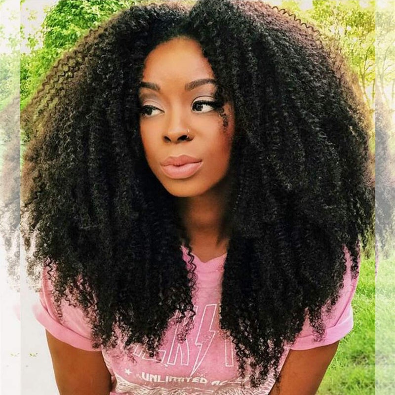 zigzag hair Afro Curly 13x6 Lace Front Wigs for Black Women Brazilian Pre Plucked Deep Part Lace Front Human Hair Wig 150 Density With Baby Hair 18inch 150 Density
